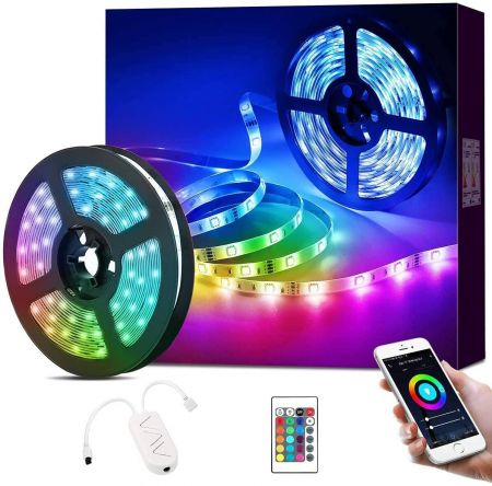 Lepro 16.4ft Music Sync Smart LED Strip Lights Works with Alexa Google  Home.16 Million Colors LED Tape Lights for Bedroom, Home, Kitchen, TV,  Party and Festival