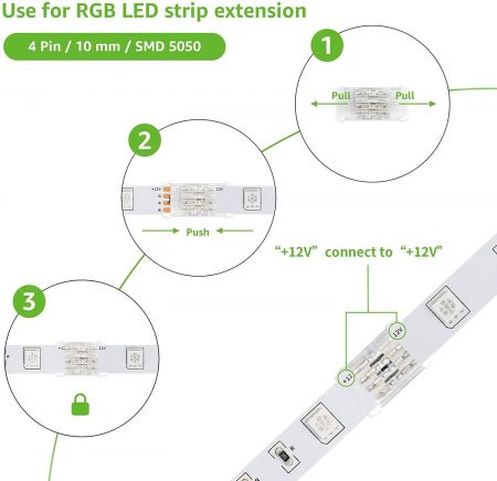 Bemærkelsesværdig legering Mor Lepro 10 Packs 4-Pin LED Strip Lights Connectors for 10mm SMD 5050 RGB LED  Strips,