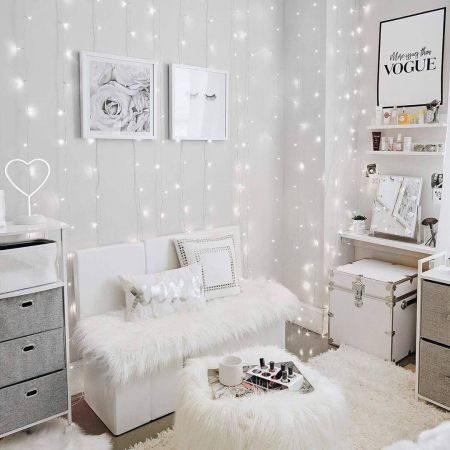 Le LED Curtain Lights 197x98ft 594 LED 8 Modes Plug in Twinkle Lights Cool White Indoor Outdoor Decorative Wall Window String Lights for Bedroom