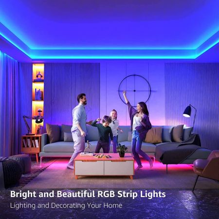Tape Lights Kit with Remote Controller for TV Bedroom Led Strip Lights,Flexible Led Light Strip Bluetooth Control 16.4ft RGB 5050 Color Changing Rope Lighting Desk Decoration Kitchen 