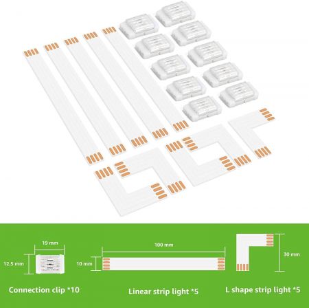 onderschrift logo verkoper Lepro 10 Packs 4-Pin LED Strip Lights Connectors for 10mm SMD 5050 RGB LED  Strips,