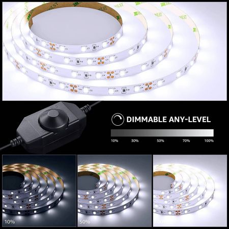 16.4ft LED Strip Kit, Daylight White LED Tape Lights, Adapter and Included -