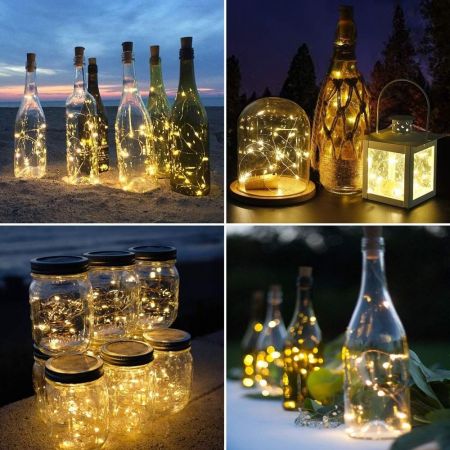 Wine Bottle Candle Cork String Fairy Lights 2M 20LED Christmas Decortion Lamp UK 