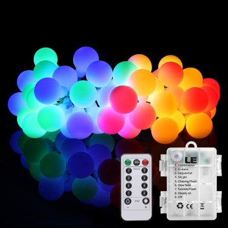 16 4ft Rgb Battery Operated Globe, Battery Operated Outdoor String Lights With Remote Control