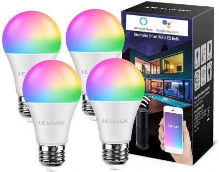 LampUX Smart WiFi A19 E26 Light Bulbs, of 2 Units | LE®