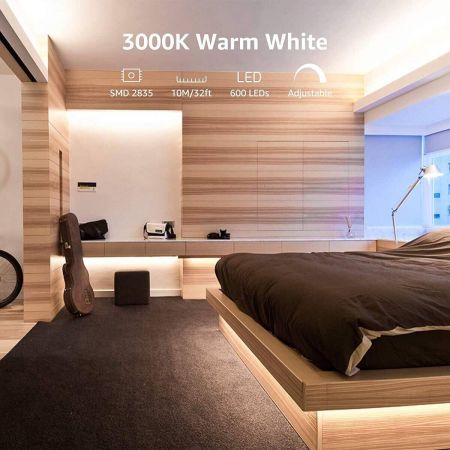 Lepro 32.8ft Warm White LED Kitchen, Living Room, Bedroom, Room, Stairs