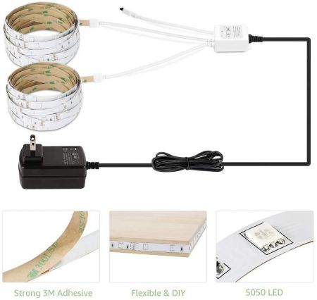 gallon Arne Patriottisch Lepro 50ft RGB LED Strip Lights with Remote and Power Adapter, 5050 SMD LED  Light Strips