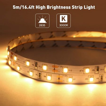 2 Pack 16.4ft Warm White LED Strip Lights, Non-waterproof Flexible