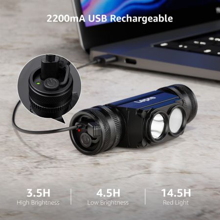 Portable Headlight Floodlight USB Rechargeable Flashlight Outdoor Fishing  Lights