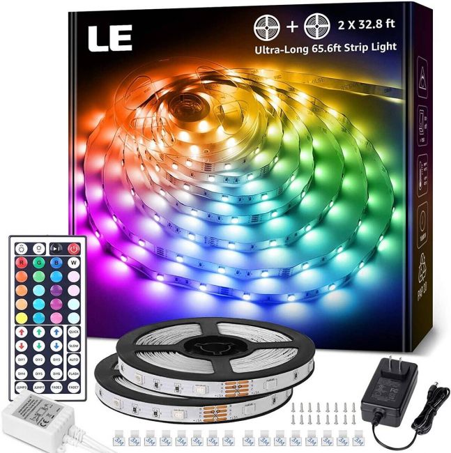 Lepro 65.6ft RGB Color Changing LED Strip Lights for Bedroom, Living
