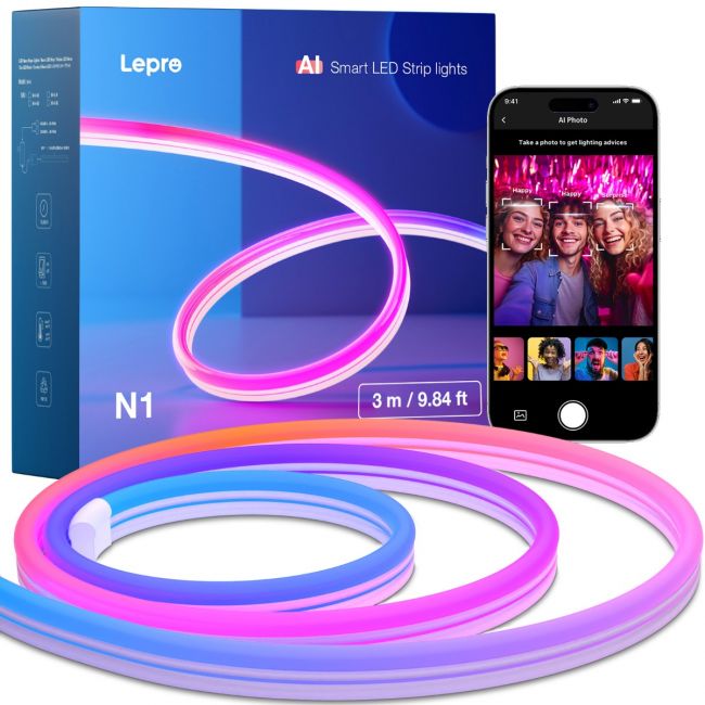 Lepro N1 Neon RGB Rope Lights with AI Music Sync, Smart Mood