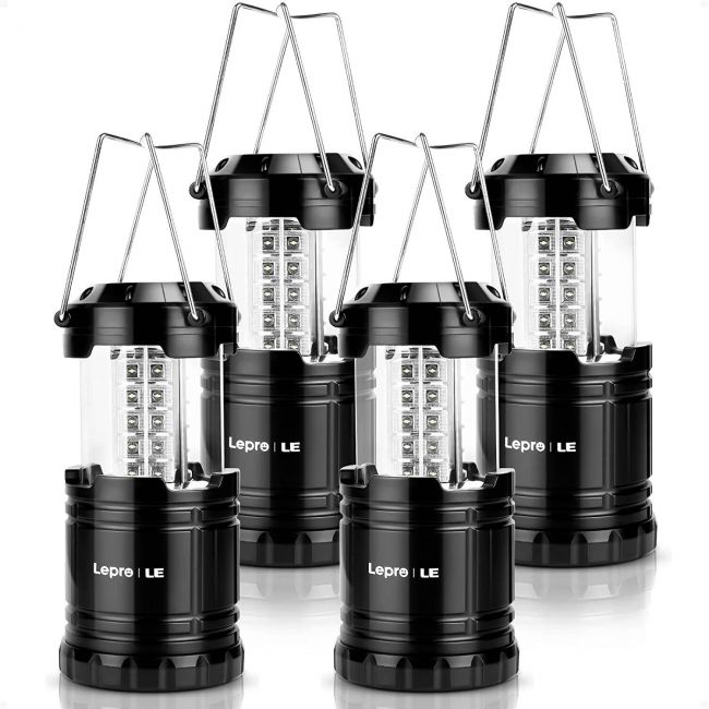 4 Pack Portable LED Camping Lantern Outdoor 30 LEDs Flashlights IPX4 Water Resistant Lamp