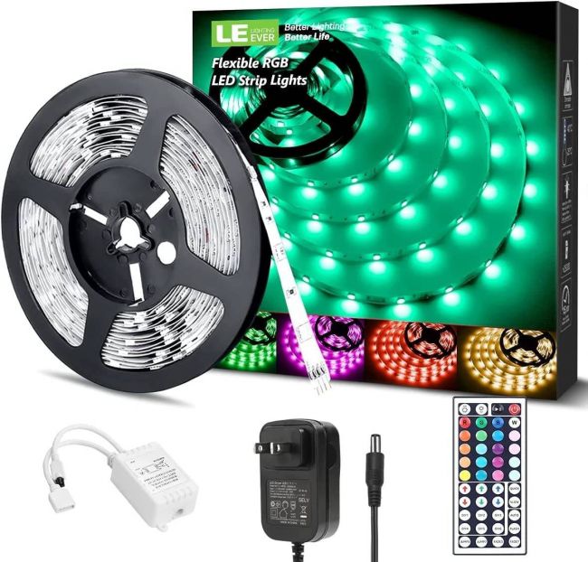 16.4ft Waterproof RGB LED Strip Lights, Color Changing LED Tape Light