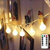 16.4ft Battery Operated Globe String Light with Remote Warm White 8 Modes 50 LED Lepro