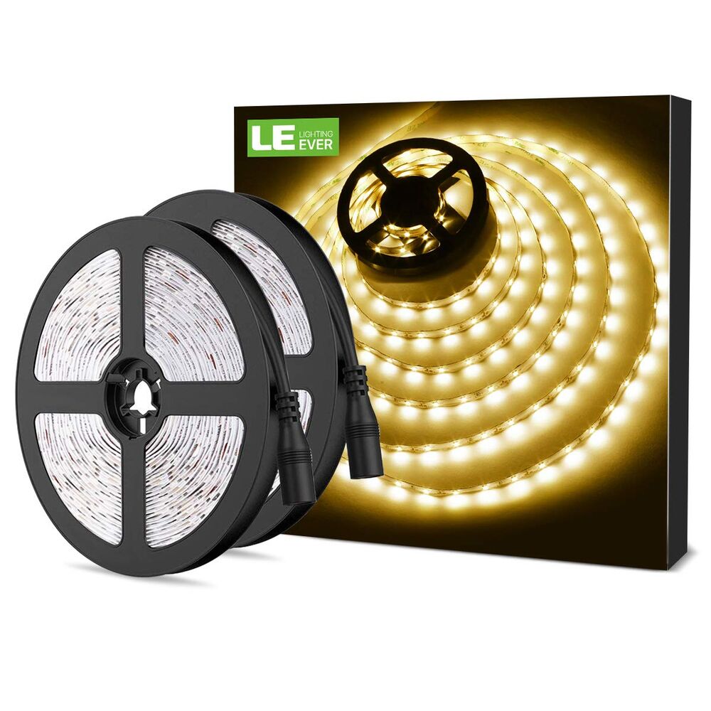  Lepro 12V LED Strip Light, Flexible, Waterproof, SMD 2835,  16.4ft Tape Light for Christmas, Home, Kitchen and More, Daylight  White（Power Adapter not Include） : Home & Kitchen