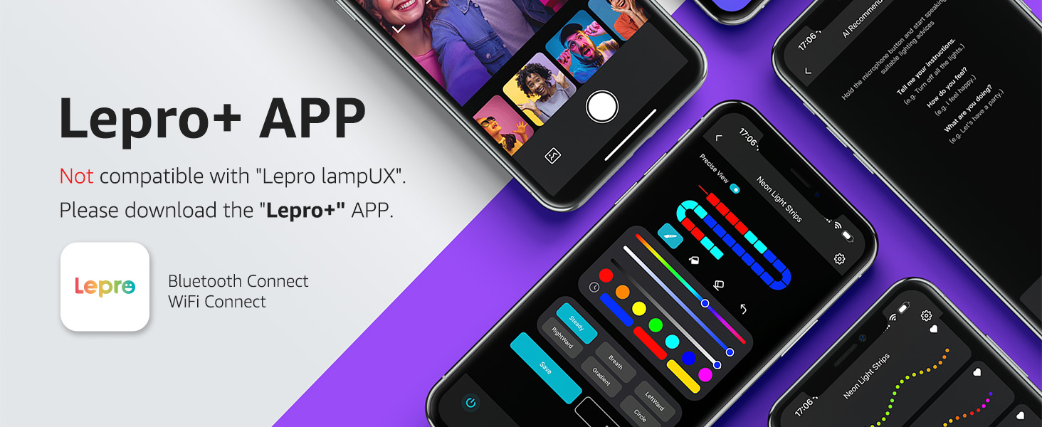 Lepro RGB LED Wall Lights with AI Music Sync, Voice Control Via App