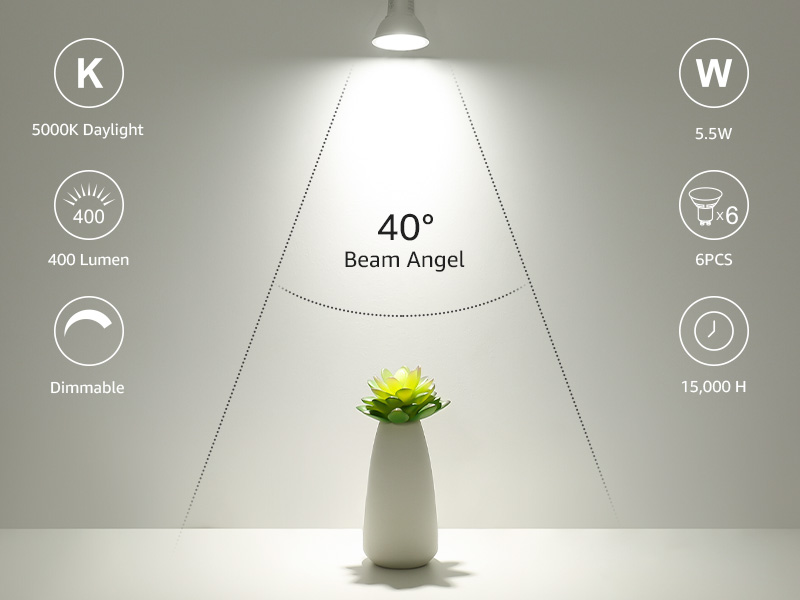 Lepro Ampoule LED GU10 Dimmable, 4,5W Équivalent 50W, Blanc Chaud