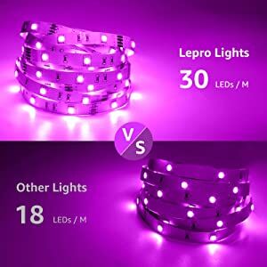 Lepro 50ft RGB LED Strip Lights Set (2x25ft) with 12V ETL Adapter, 5050 LEDs,  Remote Control, Color Changing Tape Light - Ideal for Living Room, Bedroom,  Dining Room, Kitchen