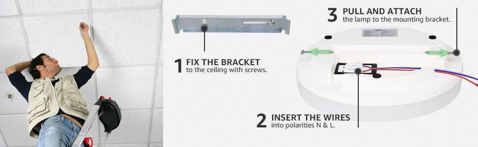 install 24w warm white flush mount ceiling light