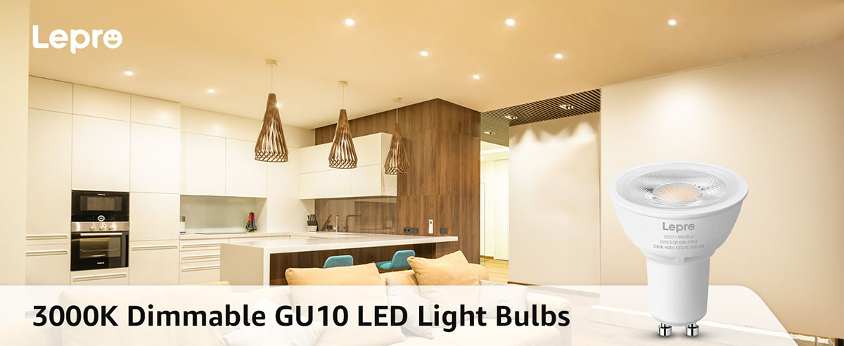Lepro Bombilla LED GU10 regulable, bombillas halógenas equivalentes a 50 W,  5,5 W, 5000 K, luz diurna blanca de repuesto para iluminación empotrada