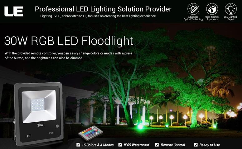 IP65 waterproof 30w rgb led floodlight with remote 30w rgb led flood light