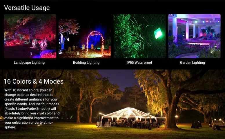 16 colors & 4 modes 30w rgb led flood light with versatile usage remote controlled 30w rgb led flood light