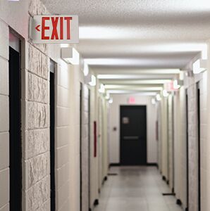 Exit sign visible from a Distance